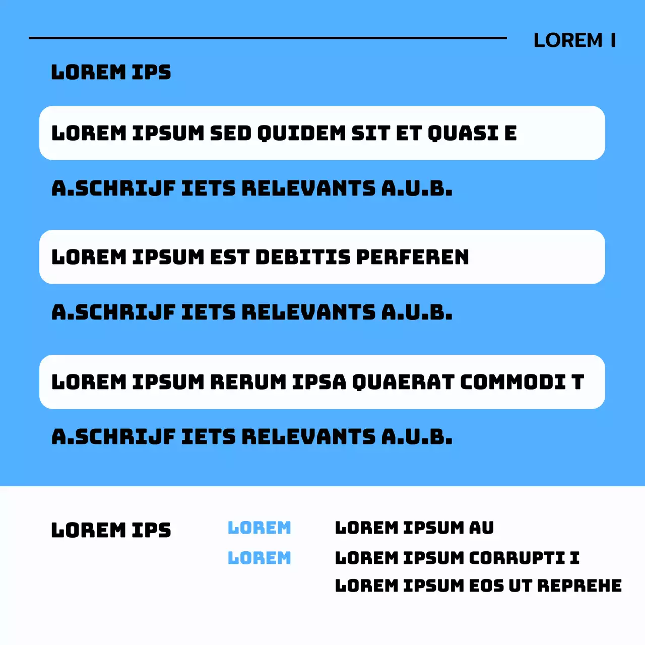 Werven voor stages met illustraties in lichtblauw en zwart