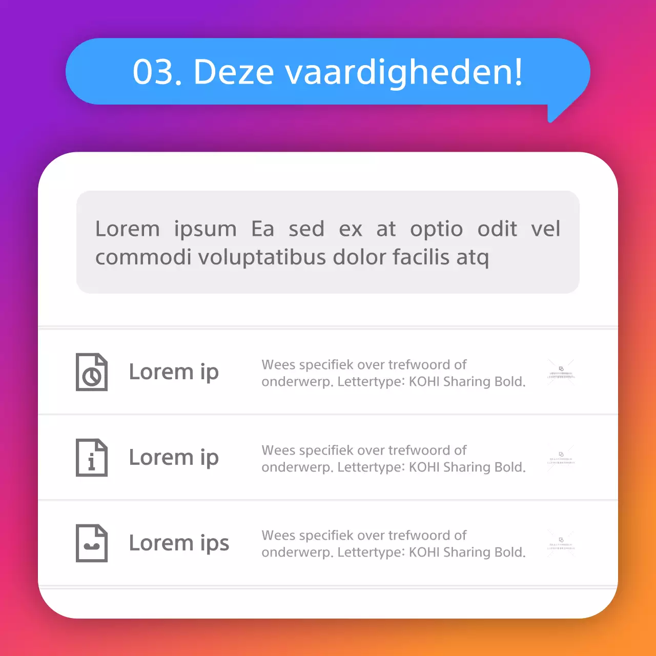 Instagram levenloos concept bio in paars en oranje kleurverloop