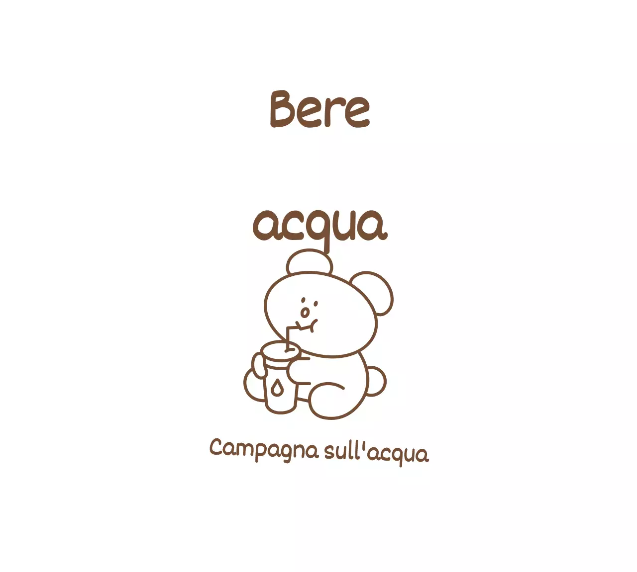 Una campagna per bere acqua con una simpatica e semplice illustrazione di un orso bruno