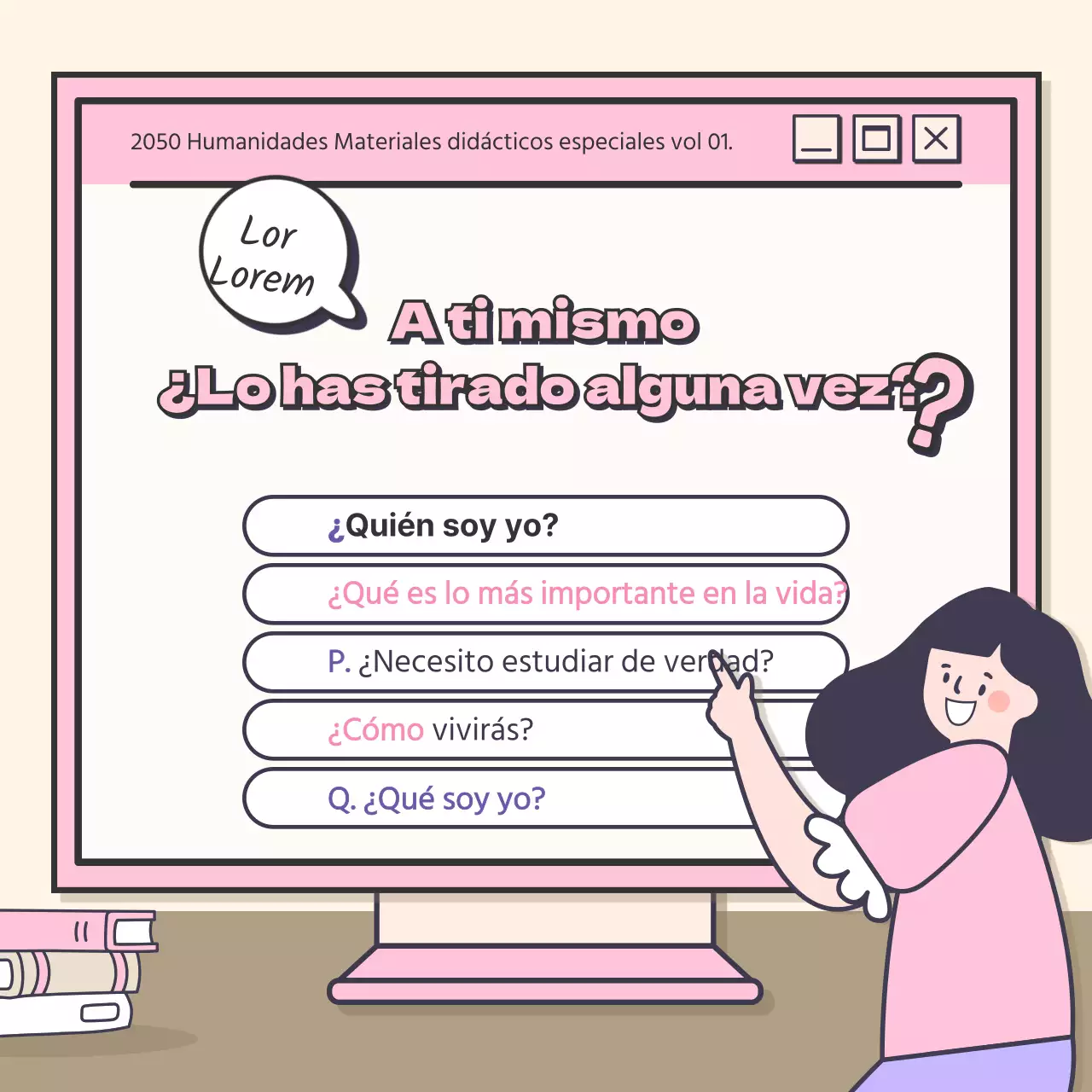 Un bonito concepto para una conferencia de humanidades con acentos rosa-morado