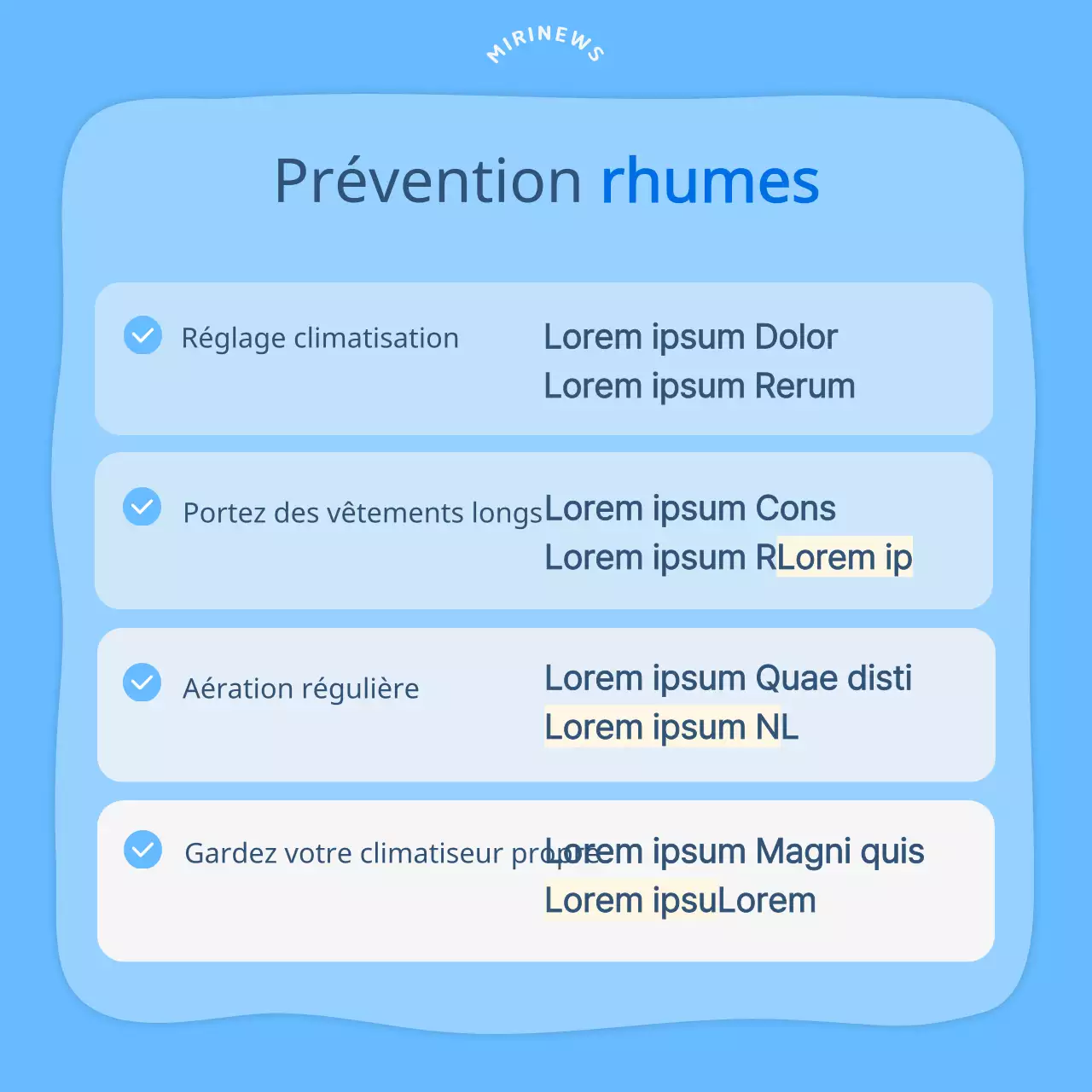 Illustration bleu clair Comment éviter d'être malade en été