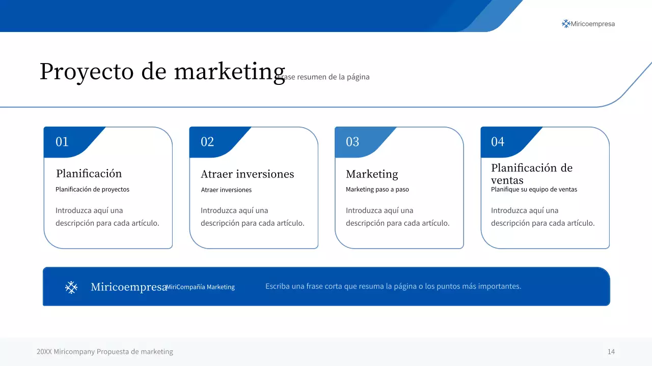 Una sencilla presentación empresarial en tonos azules y grises