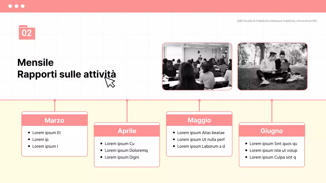 Annuncio della plenaria di fine anno in uno stile semplice di beige e rosa.