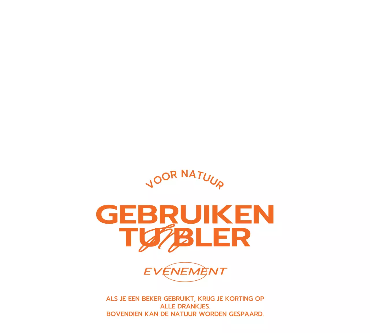 Cafe merchandise en promotieartikelen met het cafe logo en de bedrijfsnaam in oranje.