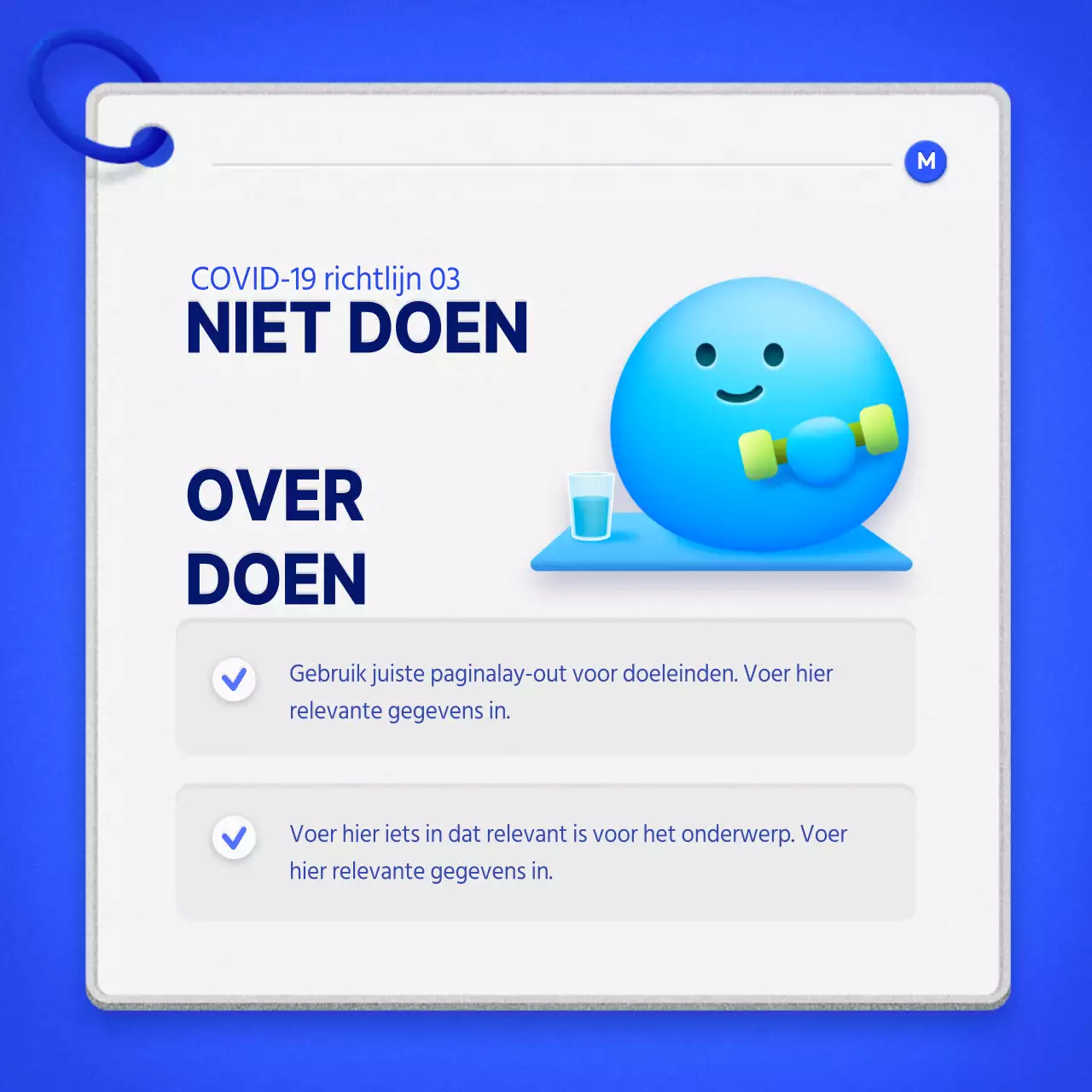 Een keurige thuiszorggids met een blauw cue card concept