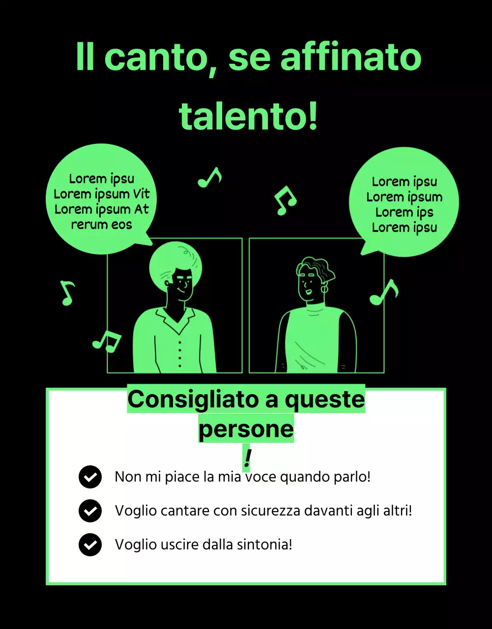 Splendida lezione vocale con accenti chartreuse