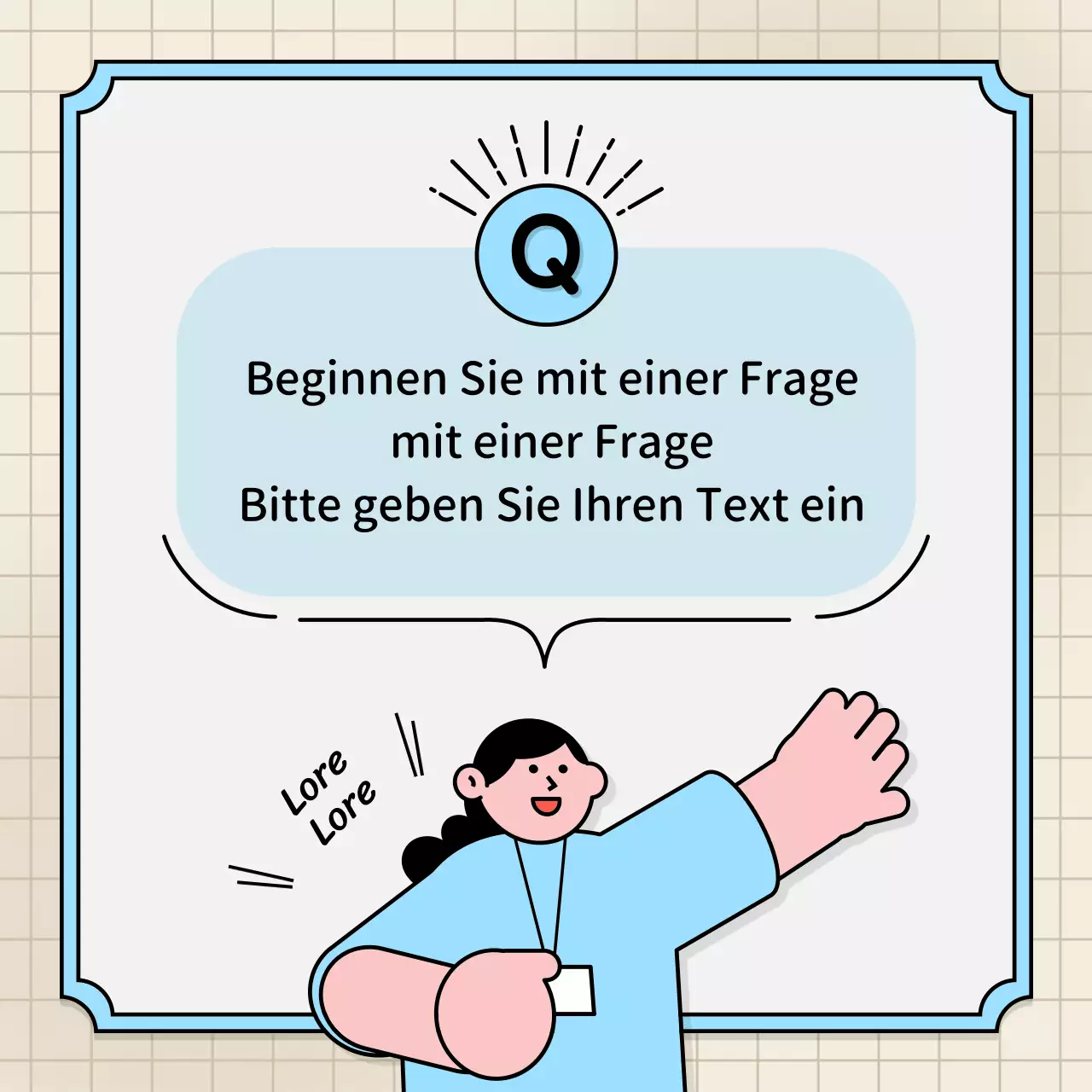 Hellblaue und gelbe Sprechblasen und niedlicher Illustrationsstil