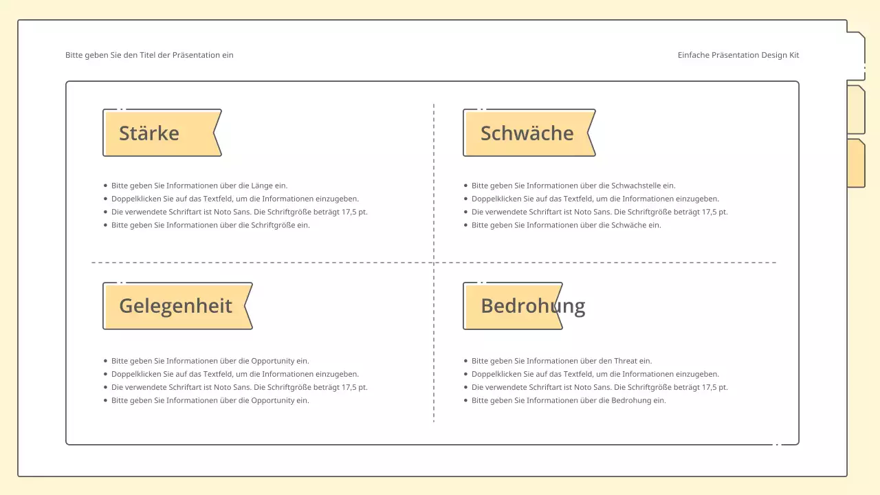 Saubere und einfache Präsentationsmappe in Gelb