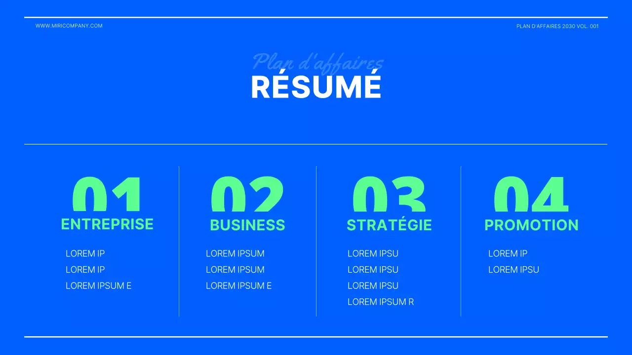 Présentation d'un plan d'affaires en vert citron