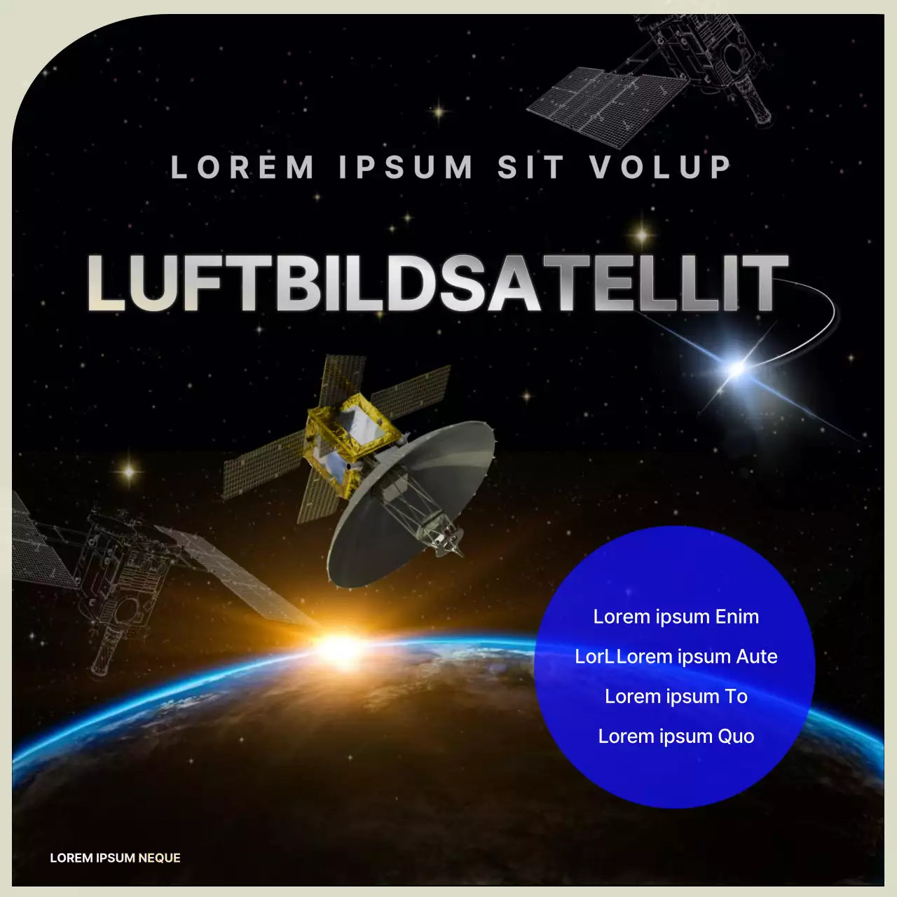 Black Blue Simple Information Centric Satellite Öffentlichkeitsarbeit