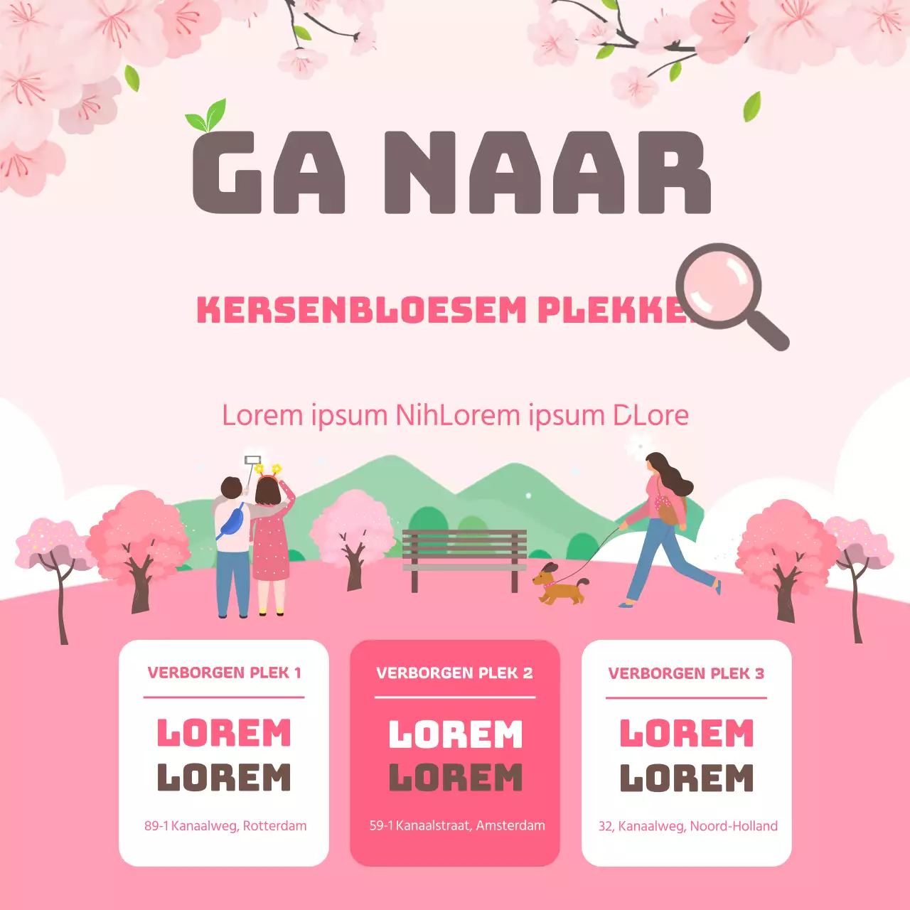 Roze kersenbloesemvlekken op Instagram