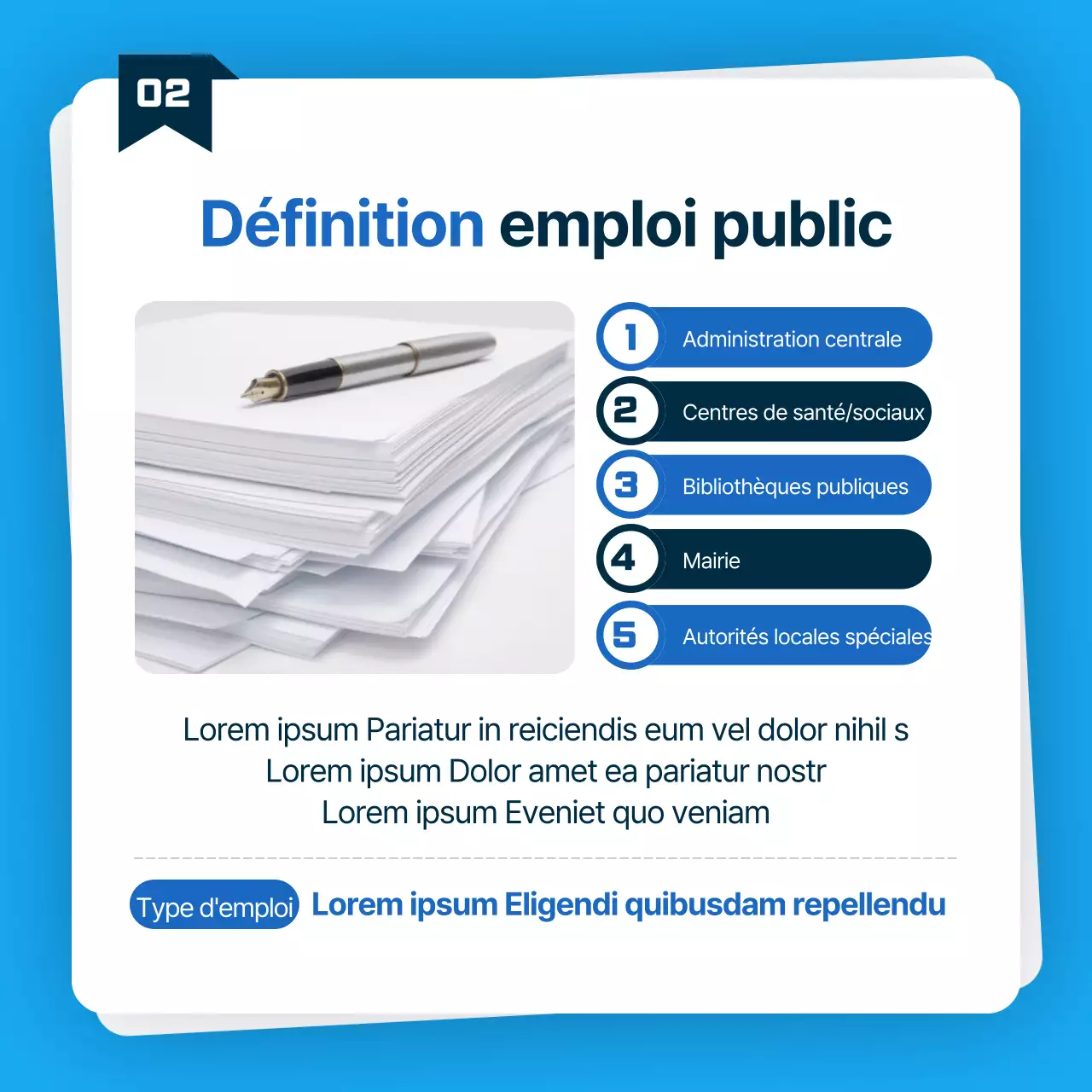 Recrutement d'emplois à temps partiel dans les administrations bleues et bleues claires