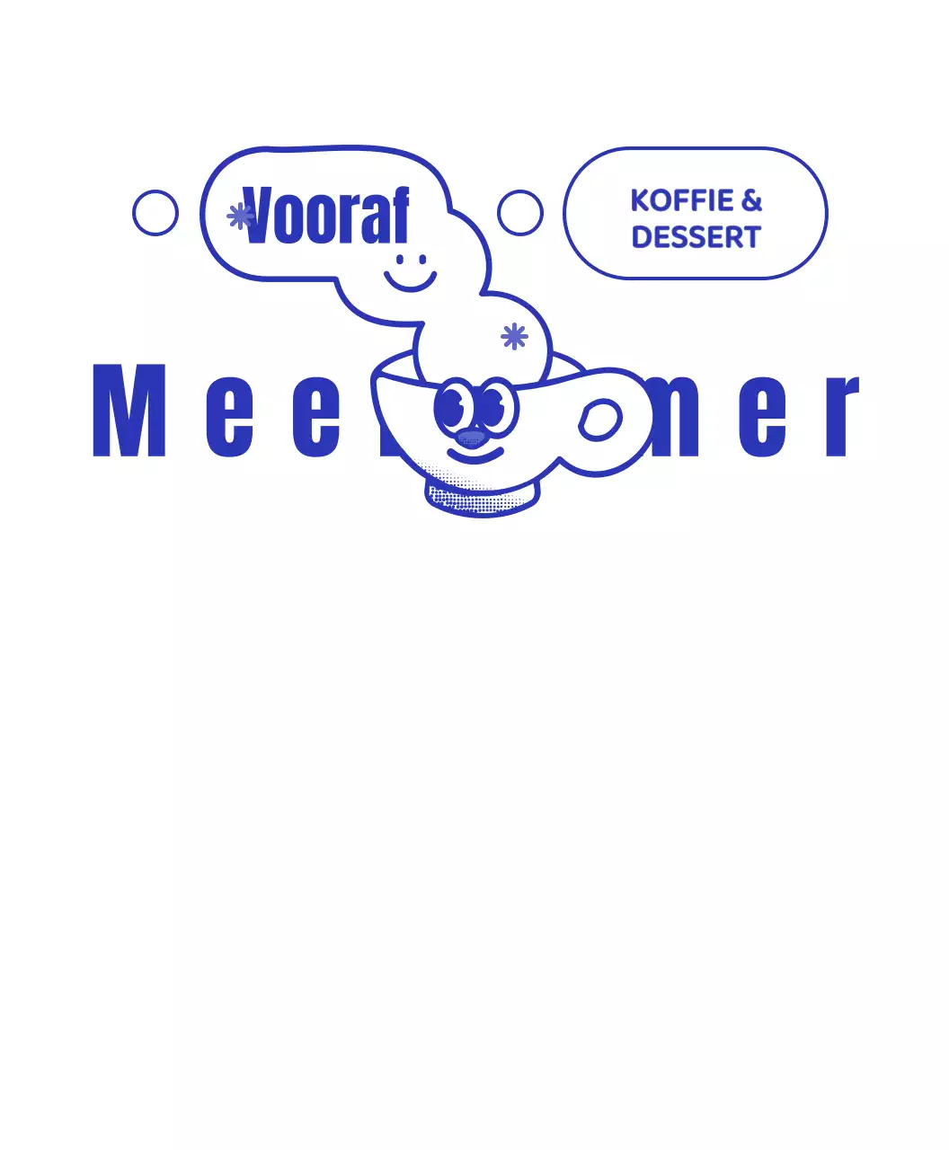 Marineblauw en wit leuk kop karakter koffie shop logo stijl