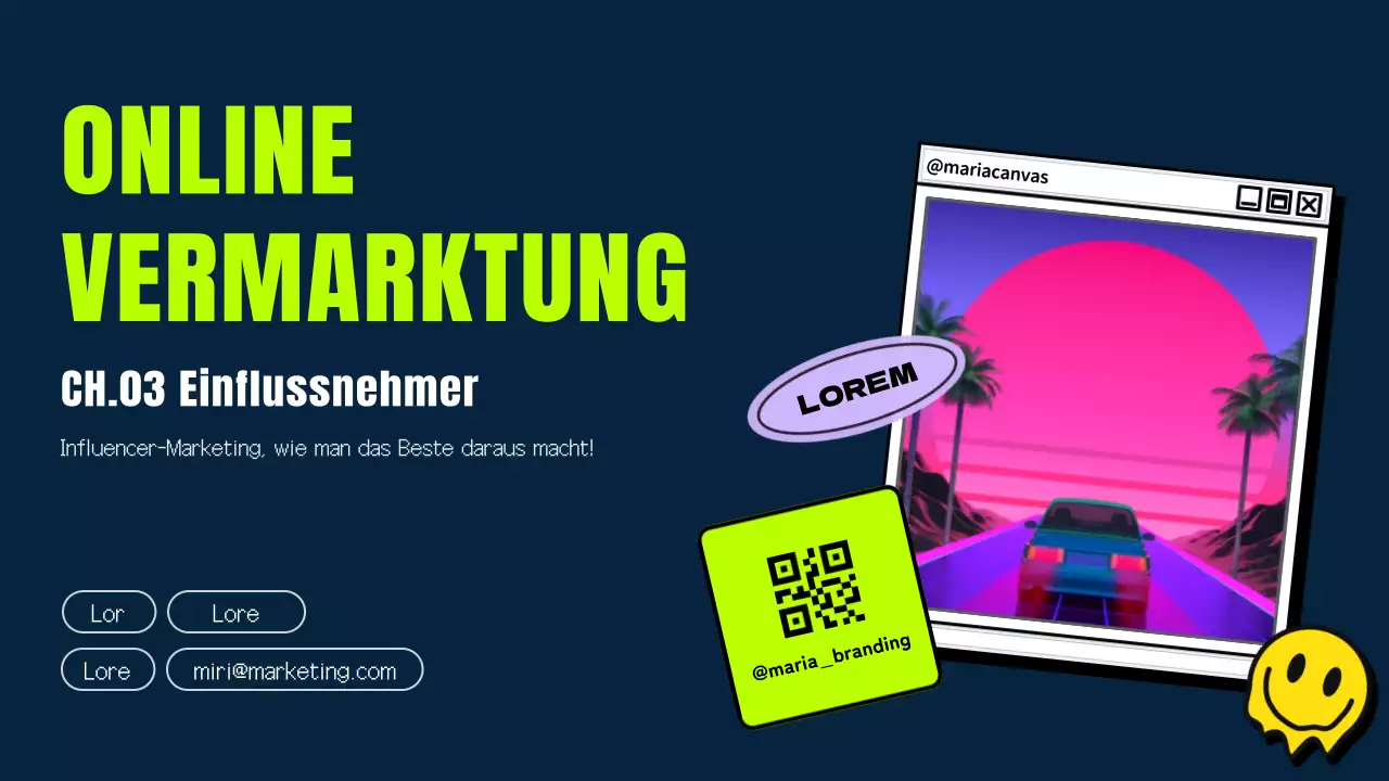 Ein Retro-Thema für soziale Medien in Marineblau und Neonfarben