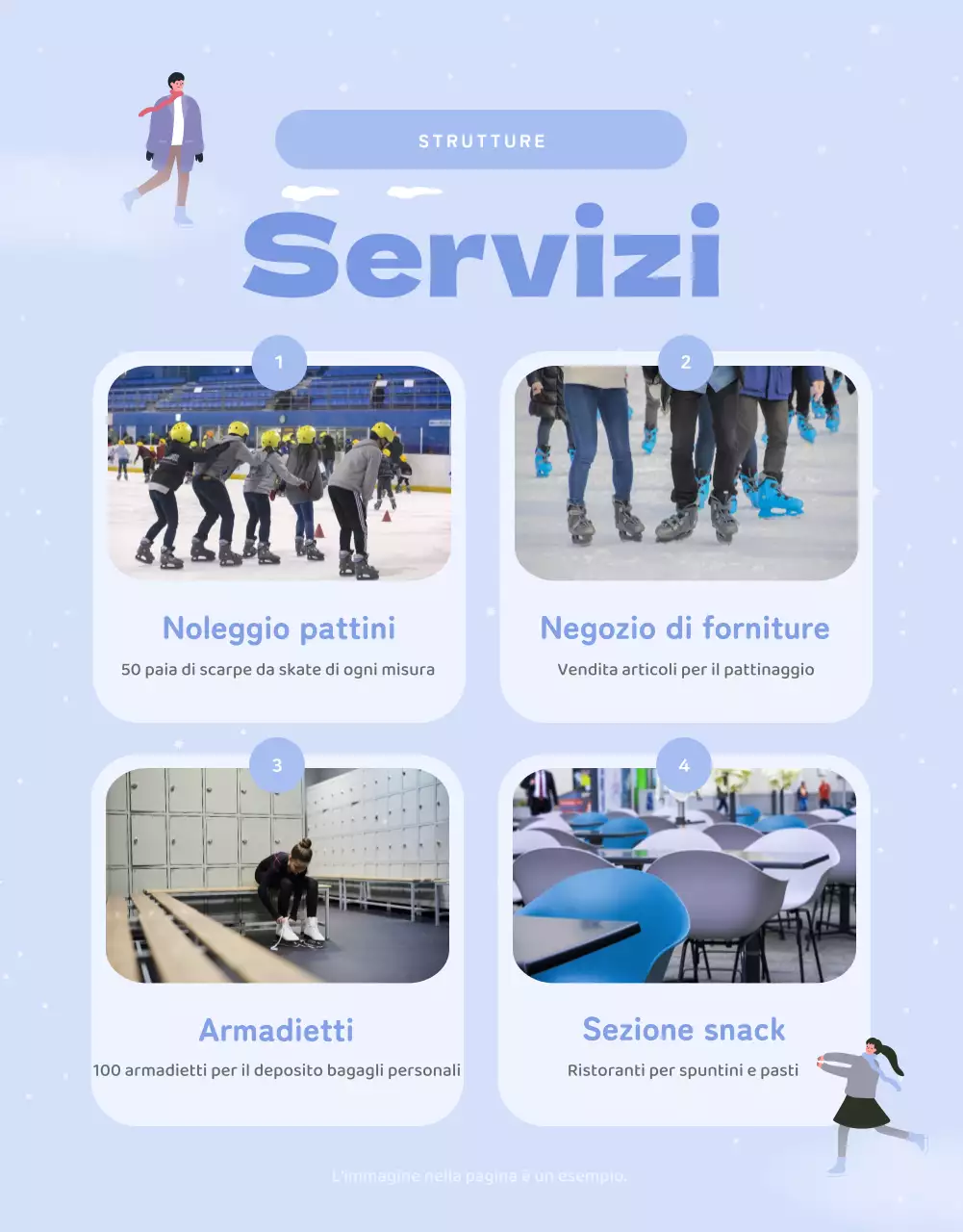 Guida alle lezioni di pattinaggio invernale in bianco e viola