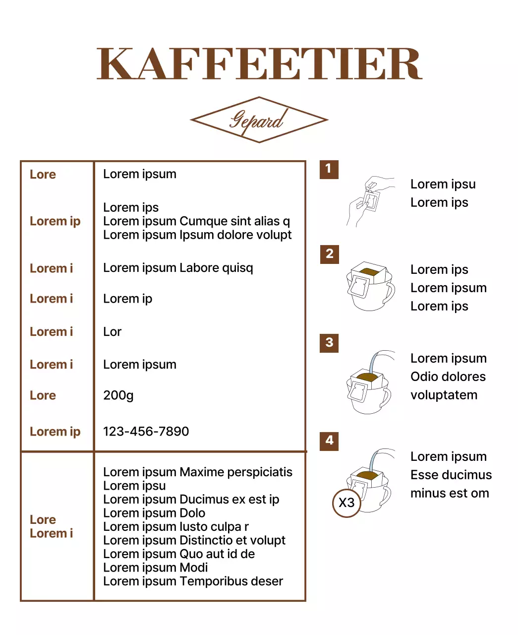 Einfaches Design mit brauner laufender Tierillustration