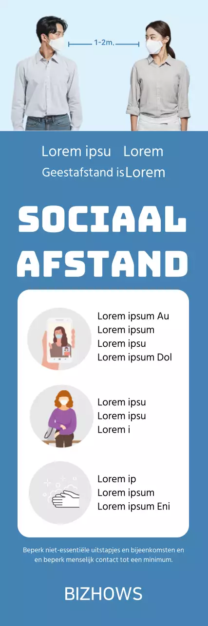 Blauw schoon portret sociale afstand gids