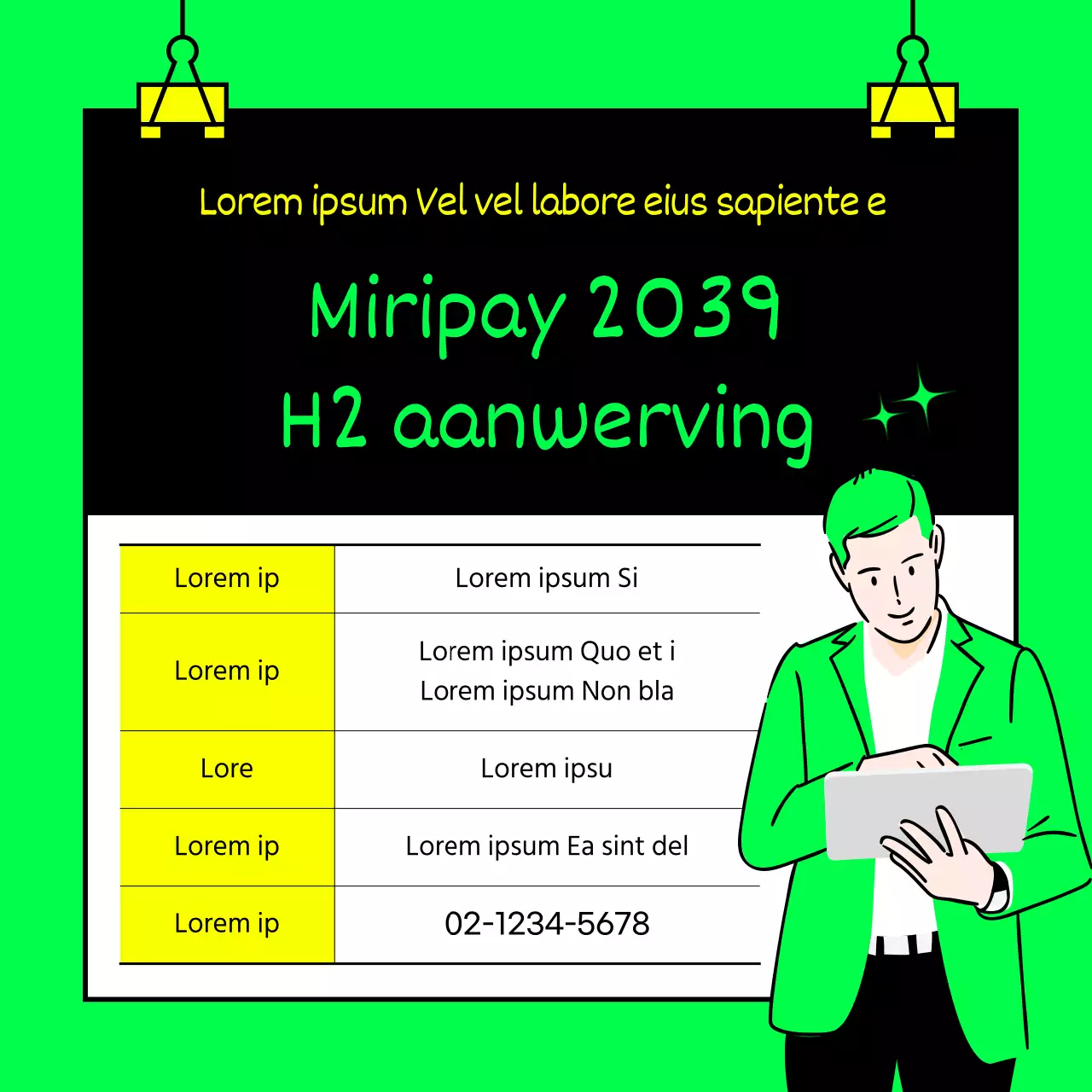 Fluorescerend limoengroen en geel IT-bedrijf job aanbevelingen