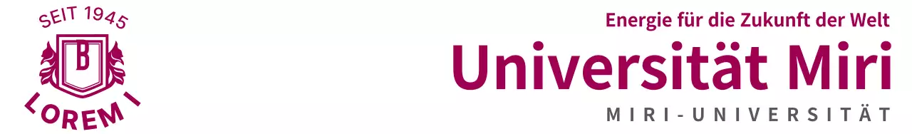 Klares, einfaches Design mit einem weinfarbenen Universitätslogo und dem Namen der Schule