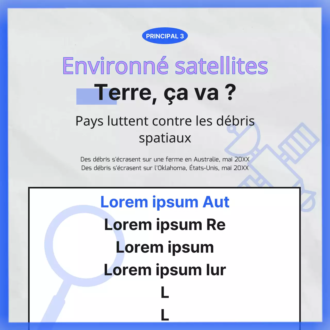 Présentation du musée de l'espace minimaliste noir et bleu