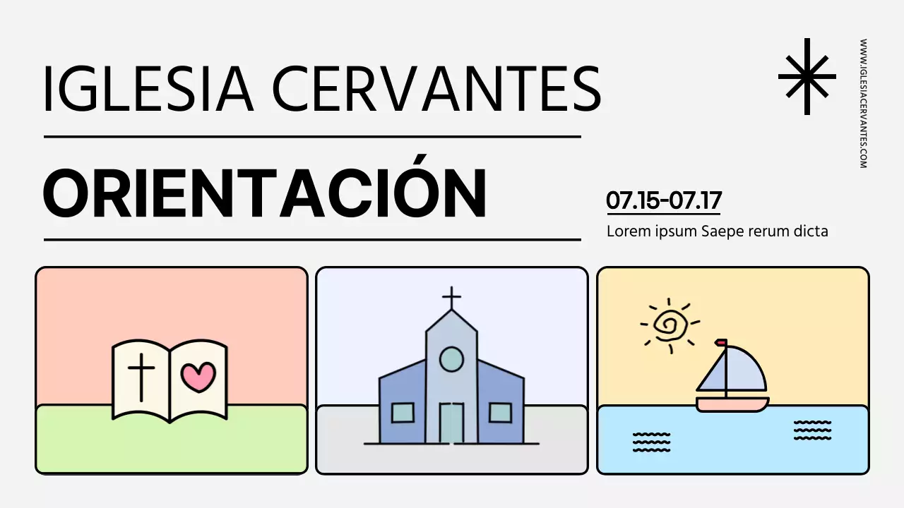 Un folleto de misiones de verano de la Iglesia, limpio y en colores pastel