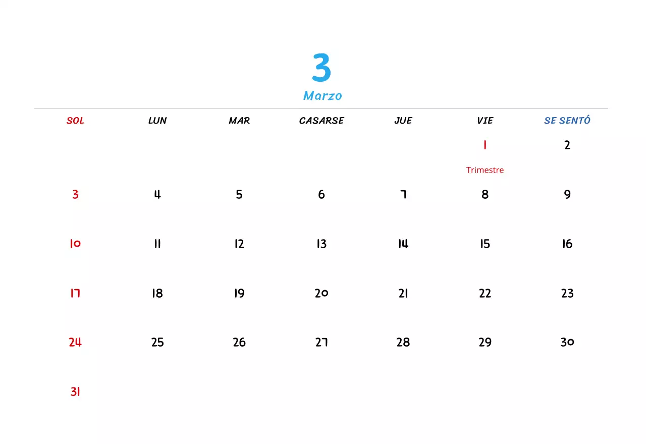 Calendario de Año Nuevo con simpáticas ilustraciones