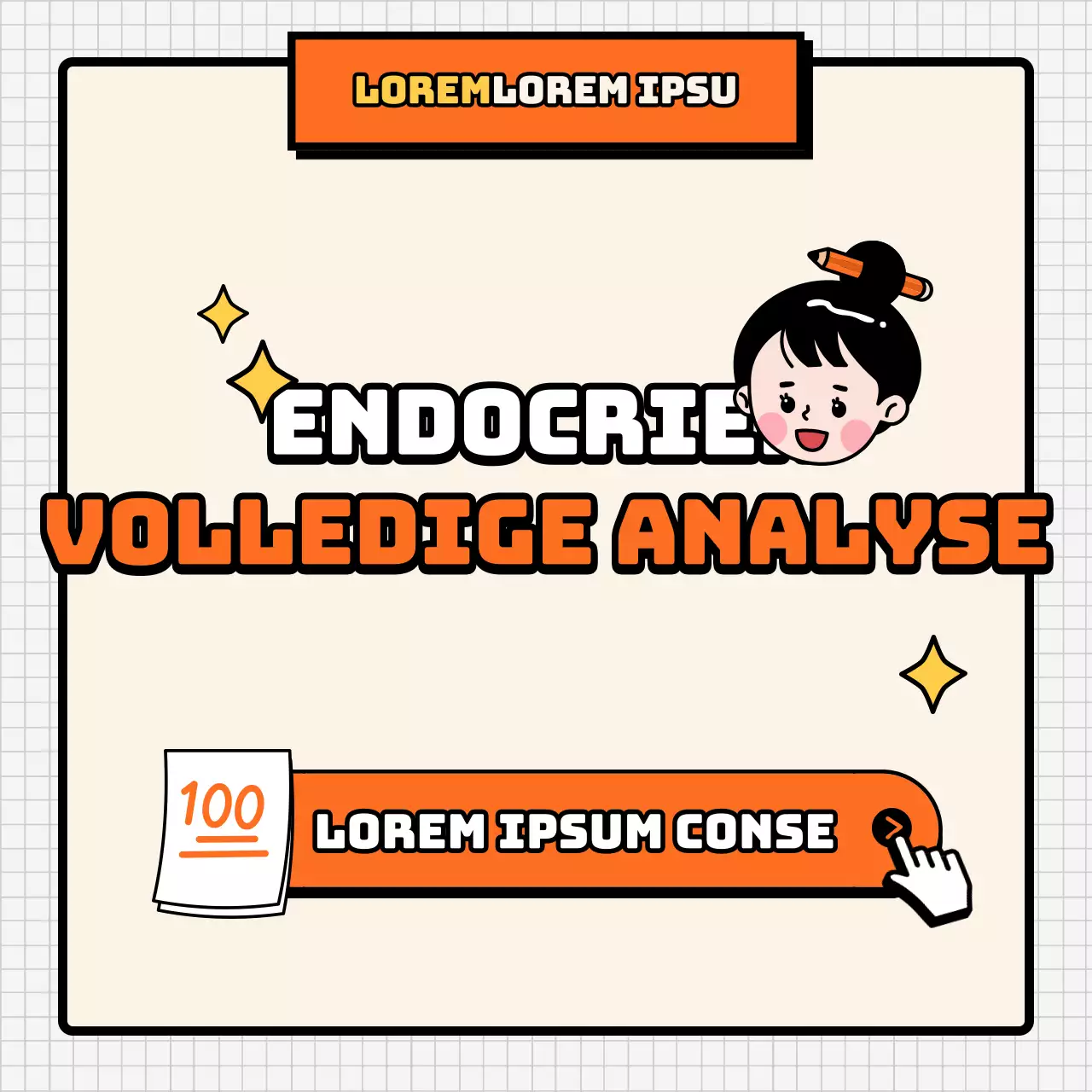 Oranje en vleeskleurige endocriene analyse CardNews