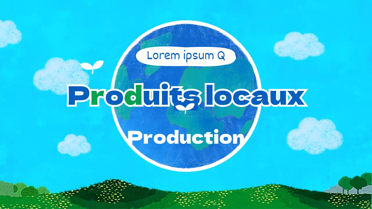 Bleu Vert Texture douce dessinée à la main Thème de la production alimentaire locale