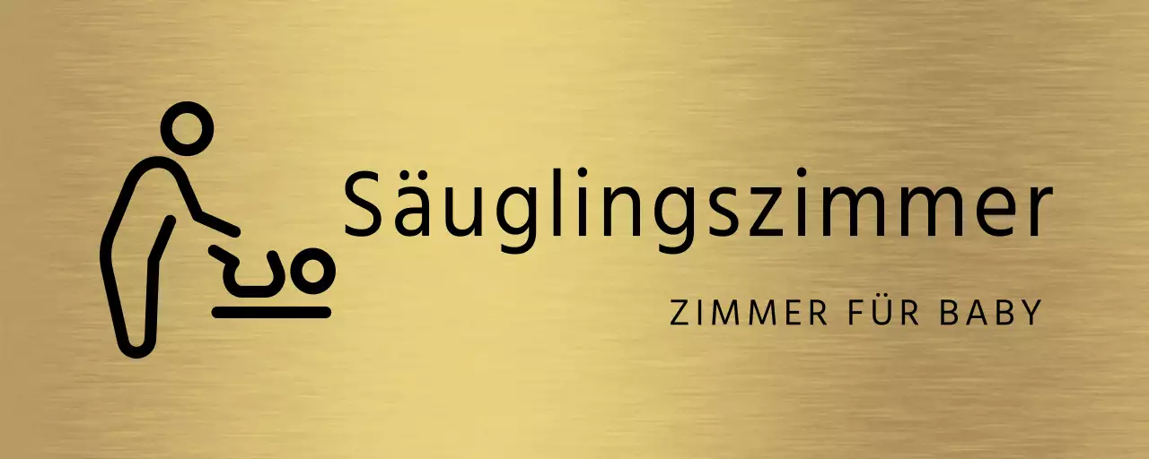 Einfache Platzhalterbeschilderung mit schwarzem Kleinkindzimmernamen und Symbol