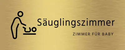 Einfache Platzhalterbeschilderung mit schwarzem Kleinkindzimmernamen und Symbol
