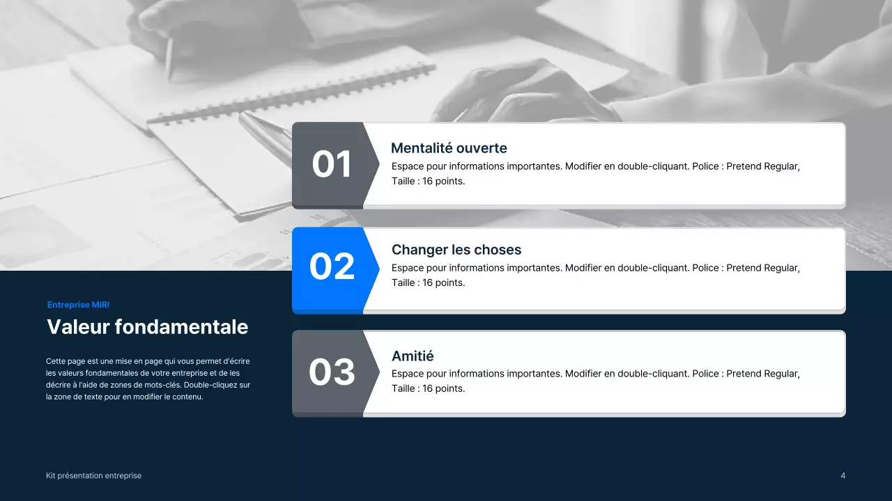 Matériel d'entreprise simple en bleu et gris