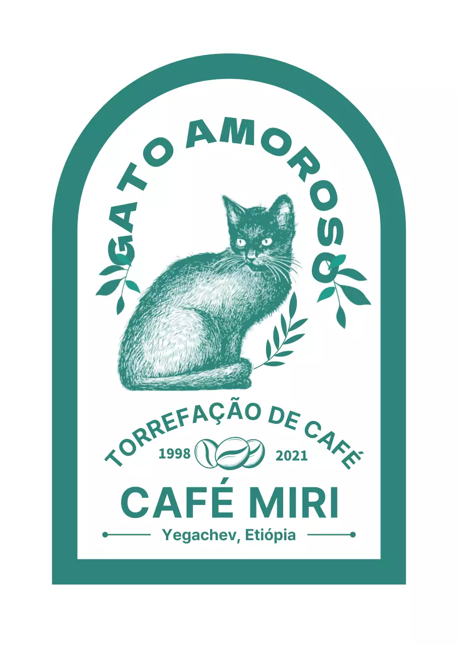 Logótipo do café com gato em arco