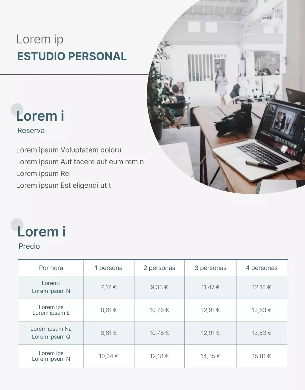 Turquoise selfie studio página de detalles