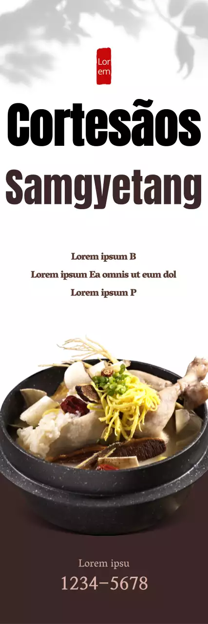 Promover a Samgyetang com um aspeto limpo num fundo branco