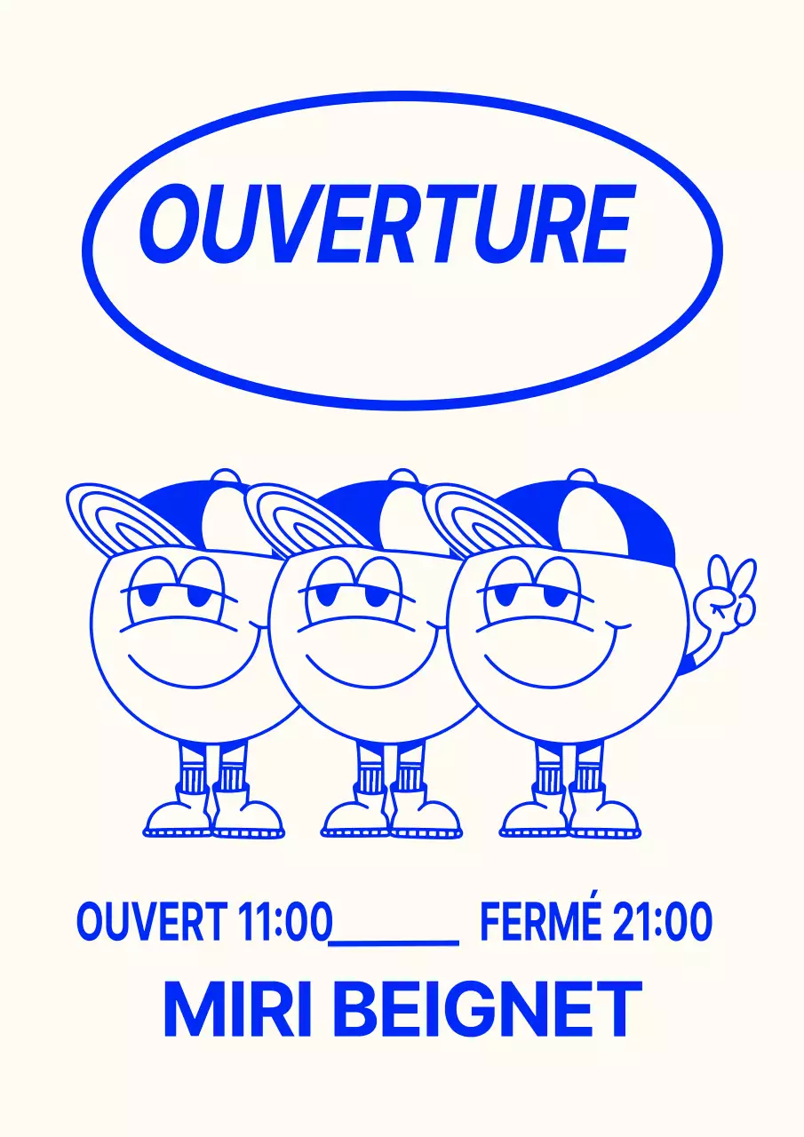 Affiche de café en ivoire et bleu