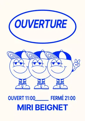 Affiche de café en ivoire et bleu