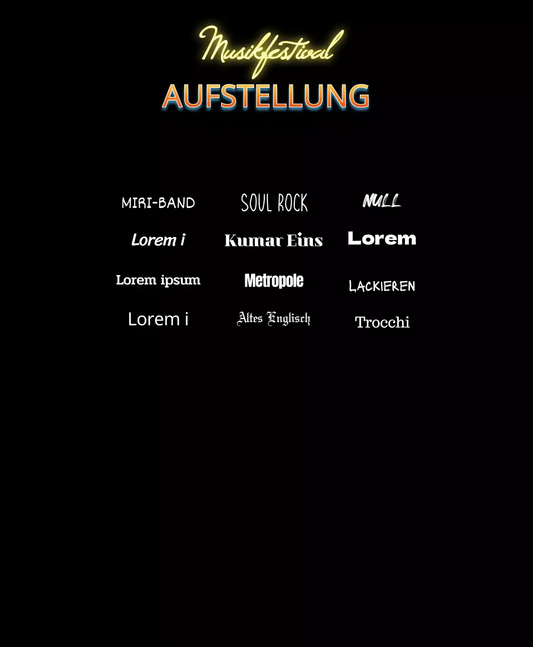 Rockfestival mit einem Blitzkonzept in roten Farbverläufen