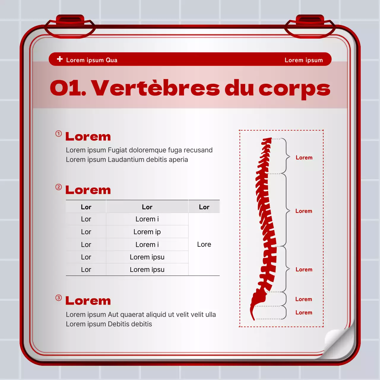 Concept de trousse de secours en fer rouge et blanc Information sur le disque lombaire et promotion de l'hôpital