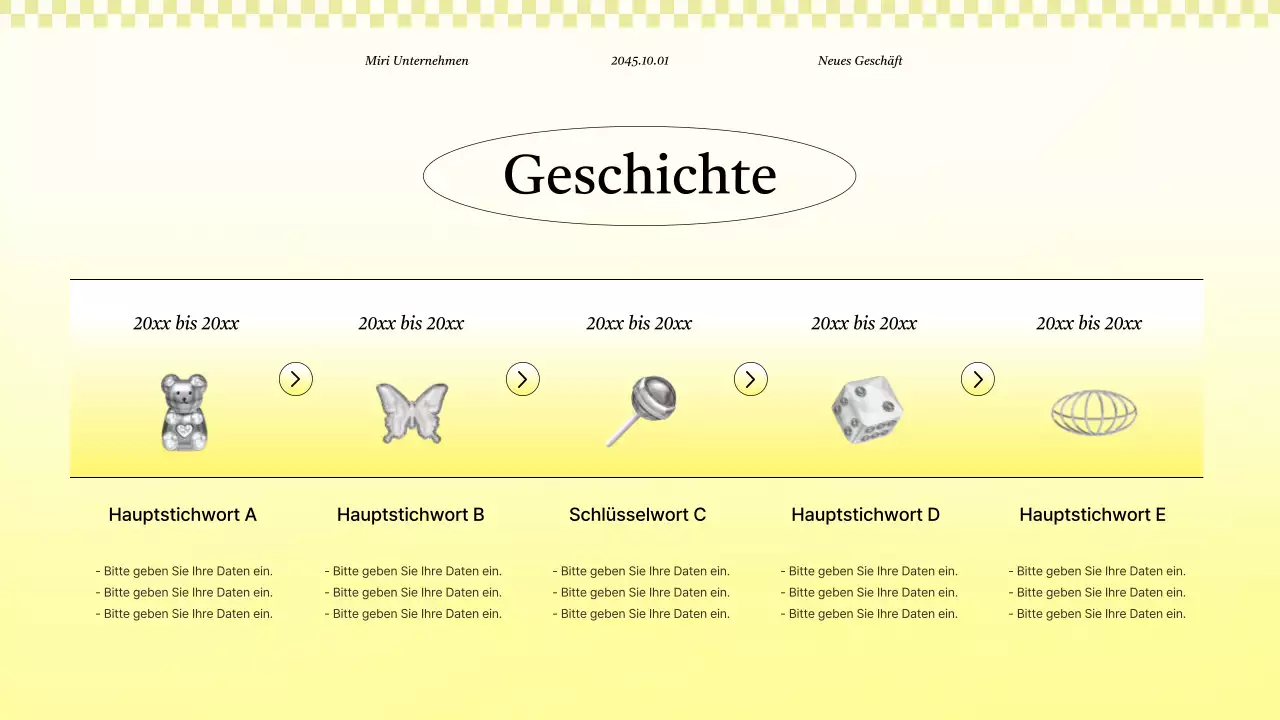 Kitschiger Geschäftsprojektvorschlag in Gelb