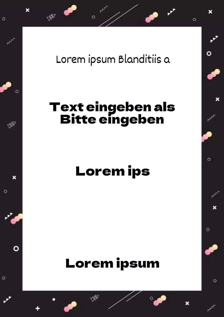 Einfache Veranstaltungsankündigung mit verschiedenen Formen in Schwarz