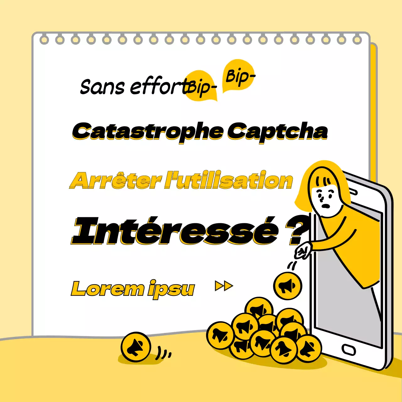 Illustration jaune dessinée à la main d'un texte d'information sur la sécurité en cas de catastrophe
