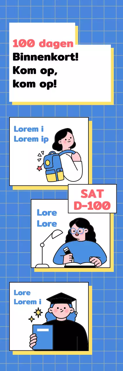 SAT back-to-school cheer banner met geruite achtergrond