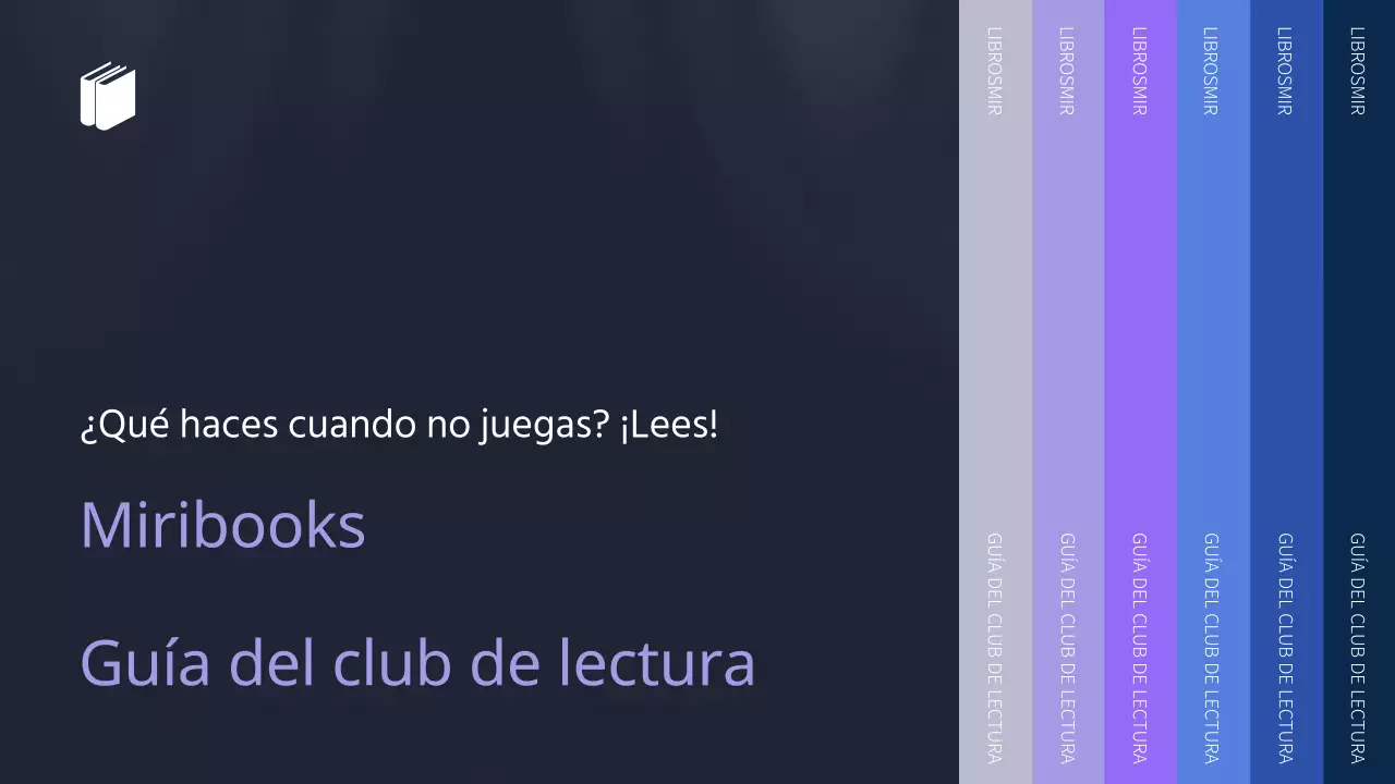 Un tema de estantería con ilustraciones humanas sobre un fondo sencillo de púrpura y azul.