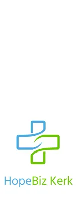 Kerklogo met een eenvoudige kruisillustratie in blauw en groen