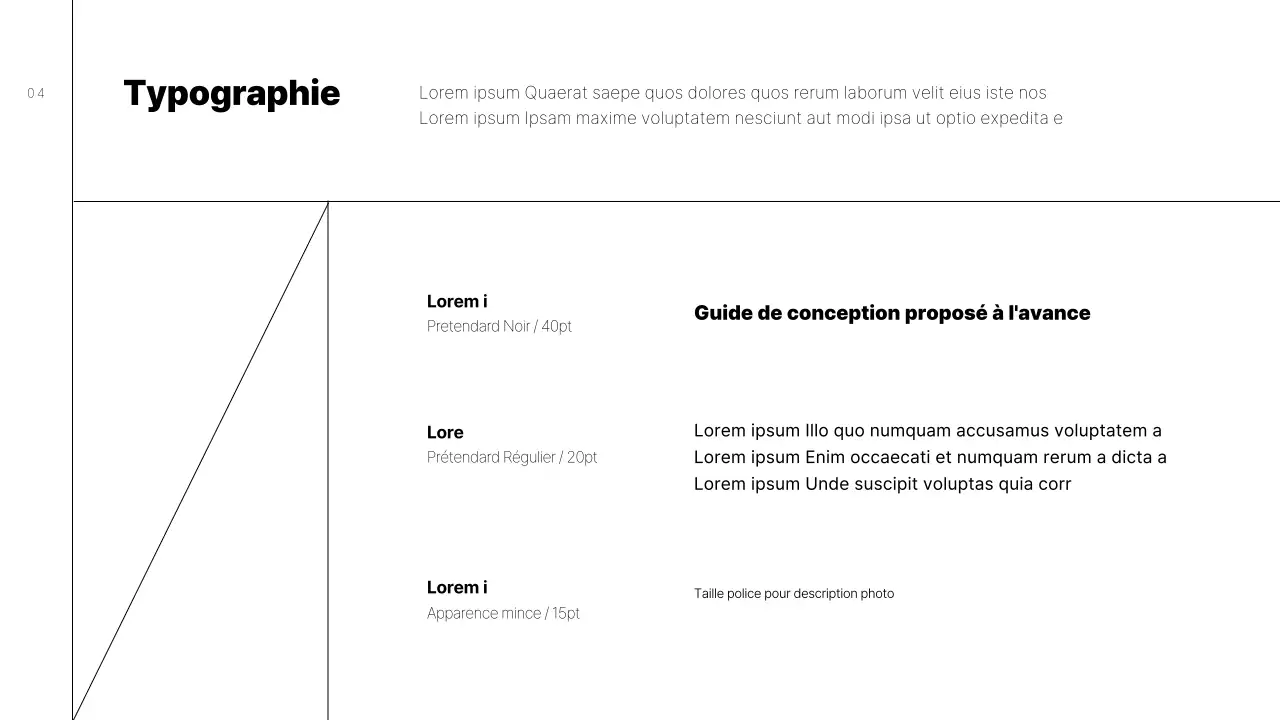 Proposition de guide de conception de marque simple avec des lignes noires