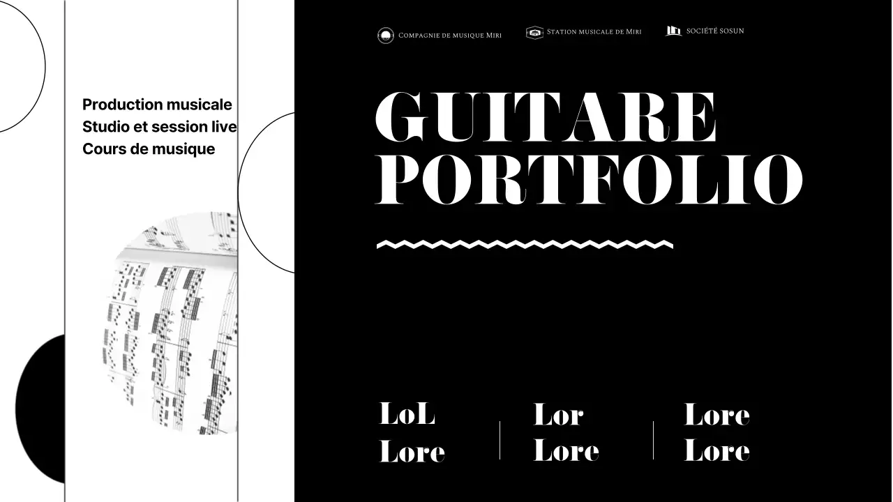 Un simple portfolio de guitariste en noir