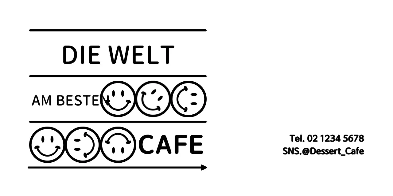 Für Café-Informationen und -Dienstleistungen mit einer klaren, einfachen Kombination aus Text und Symbolen