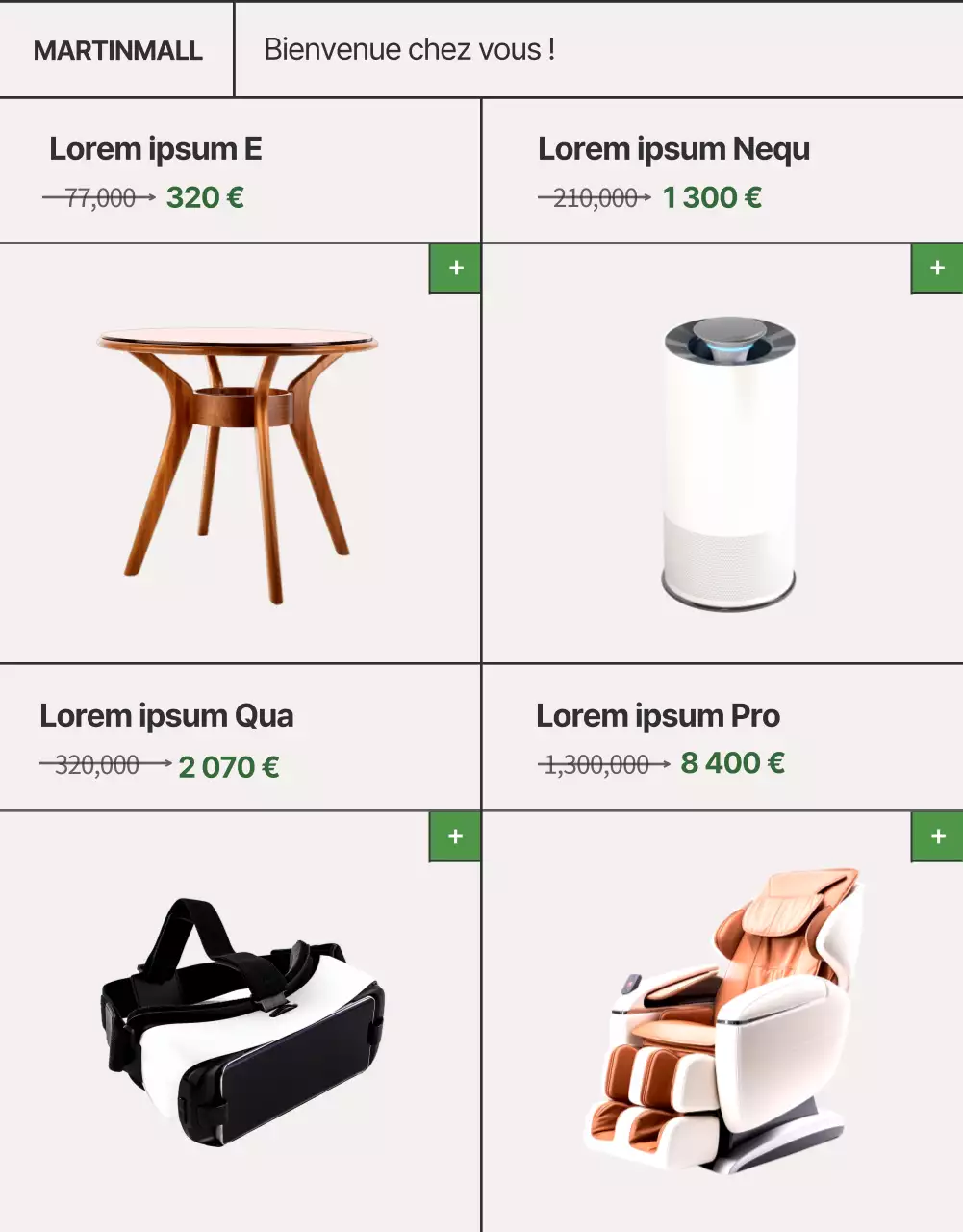 Meubles d'été de style Homecoming en beige et vert