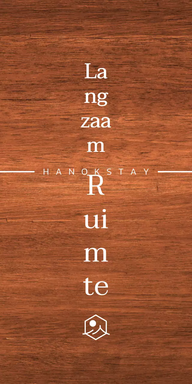 Hanok verblijf ontwerp met witte dakranden en een vereenvoudigd landschapslogo