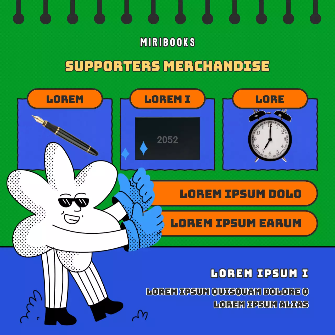 Blauwgroene retro conceptuitgever zoekt medestanders